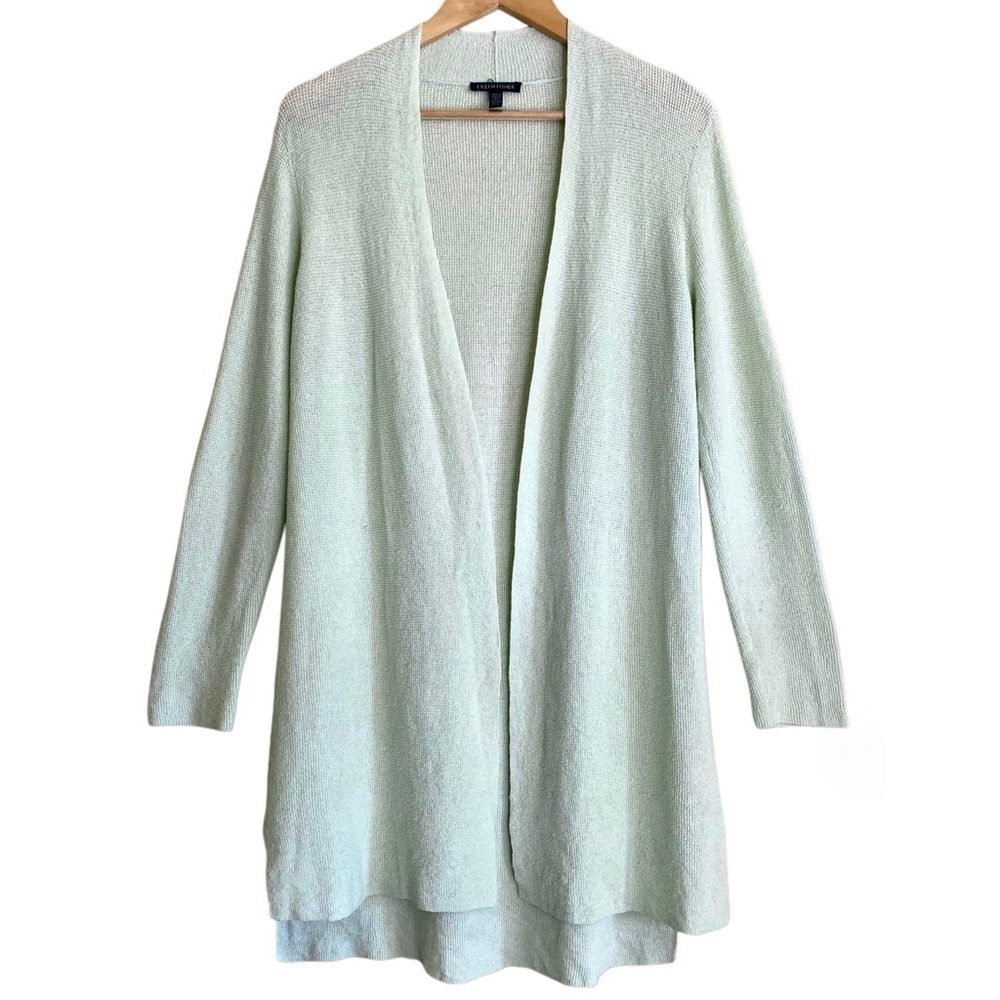 EILEEN FISHER Organic Linen Blend Lightweight Boho Minimalist Cardigan Sz XS/TP
